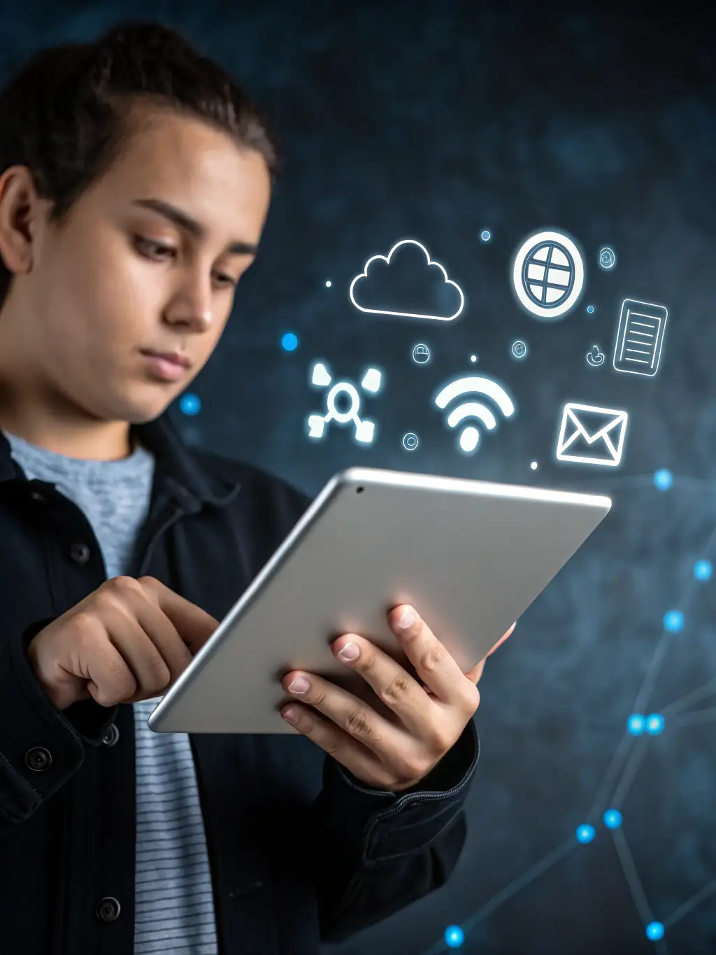 An image depicting automated workflows, showing data flowing seamlessly between different software applications, representing Nexus Digital Agency's Automation Solutions.