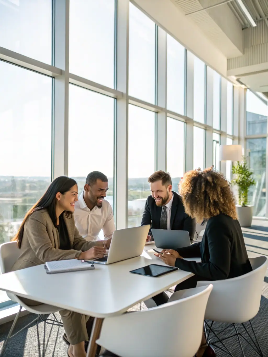 An image showing a diverse team collaborating on a digital strategy, with charts and graphs in the background, representing Nexus Digital Agency's comprehensive approach to digital solutions.
