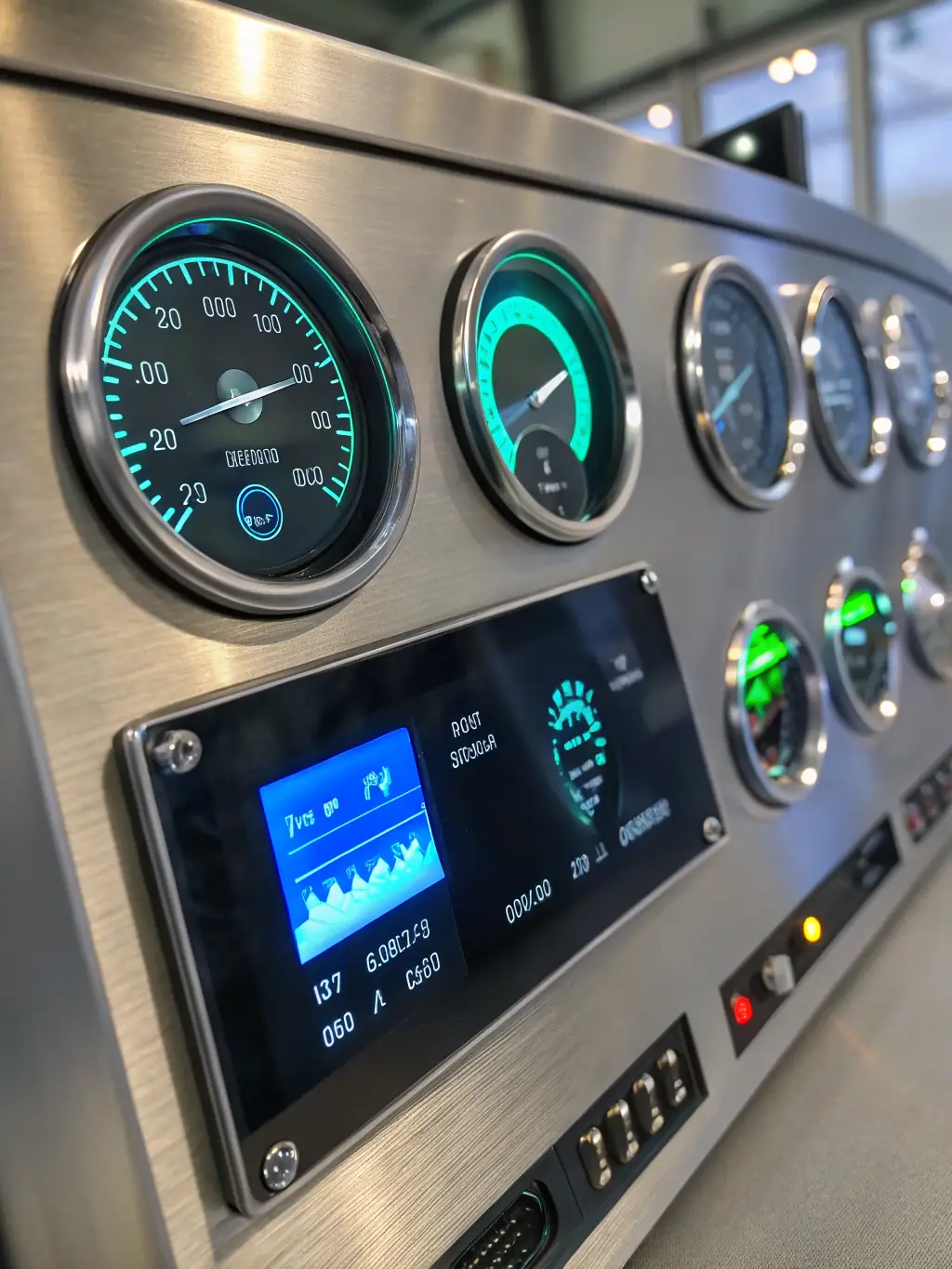 An image depicting a centralized control panel with various data points and metrics, illustrating the control and insights Nexus Digital Agency provides to its clients.